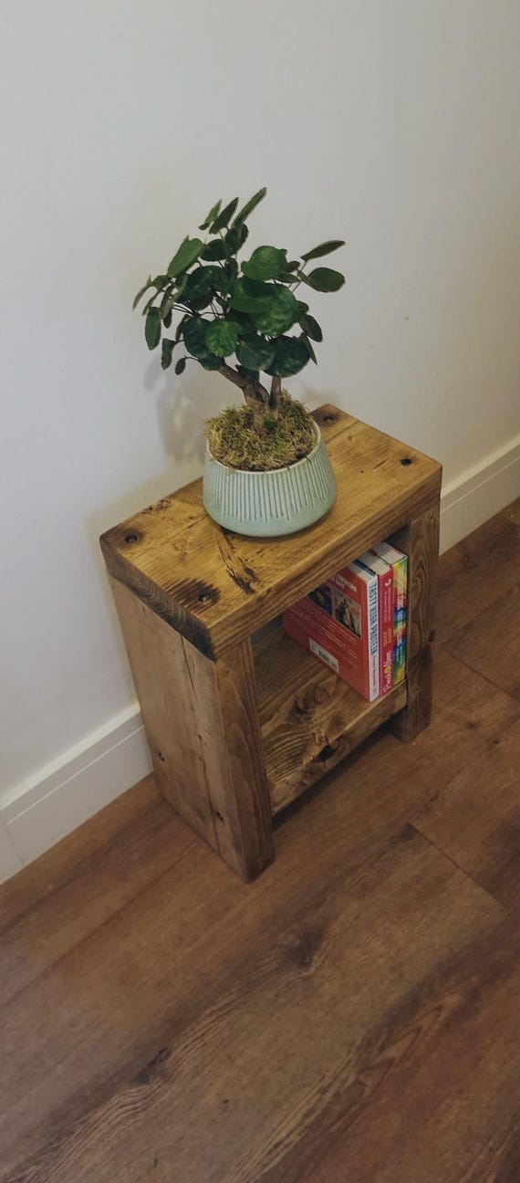 Rustic Reclaimed Wood Side Table: Chunky Industrial End Table