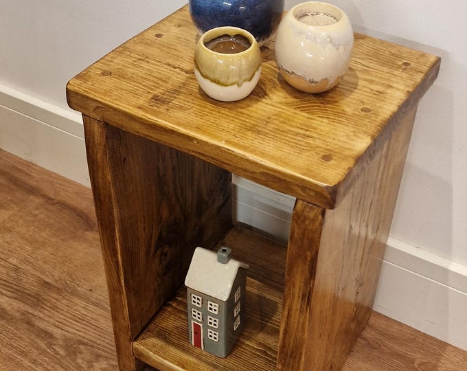 Handmade Rustic End Table | Vintage | Side table | Nightstand | Chunky Reclaimed Solid Wood