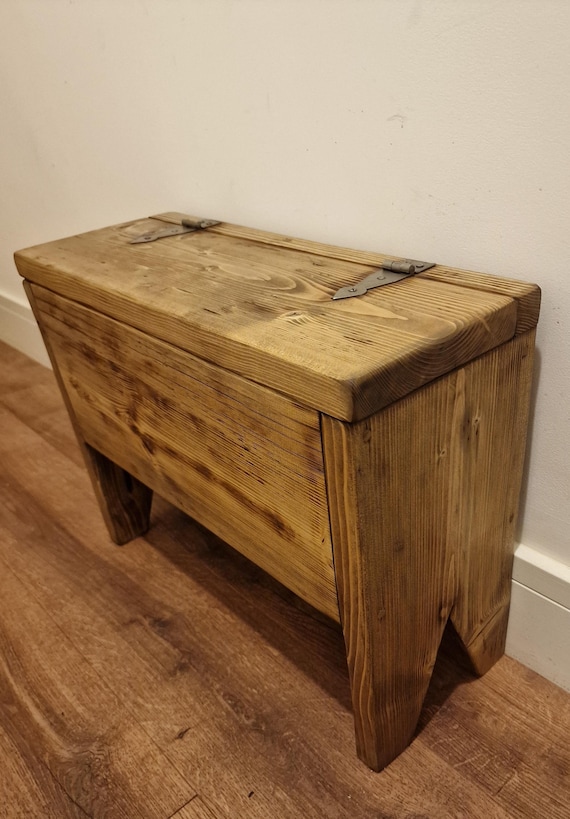 Rustic Antique Hinged Storage Box made from Reclaimed Wood.