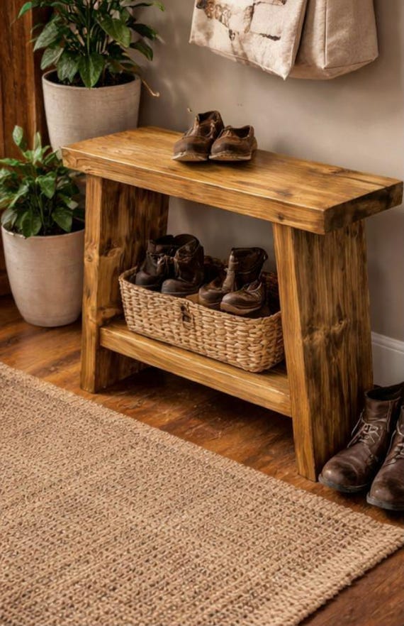Handmade Rustic Wooden Side Table | Farmhouse Sofa End Table