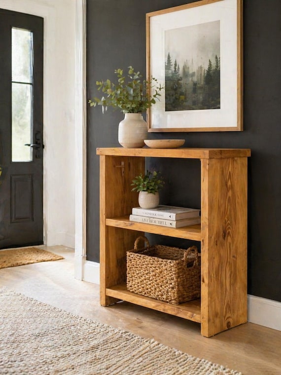 Solid Wood Rustic Display Unit | Entry way Storage | Miniature Bookcase