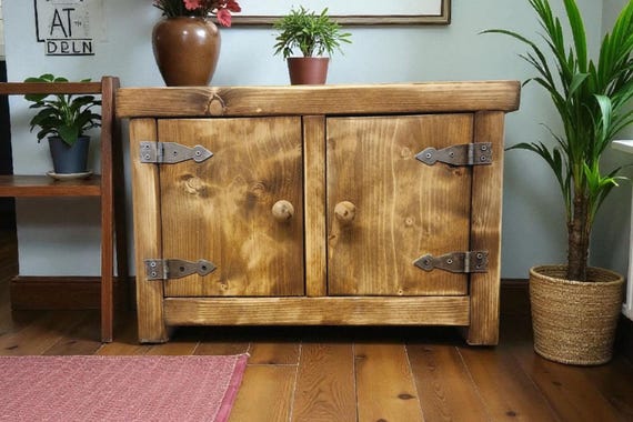 Chunky Solid Wood Slimline Double Fronted Unit – Handmade Rustic Design