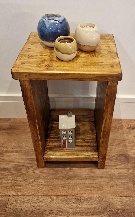 Handmade Rustic End Table | Vintage | Side table | Nightstand | Chunky Reclaimed Solid Wood