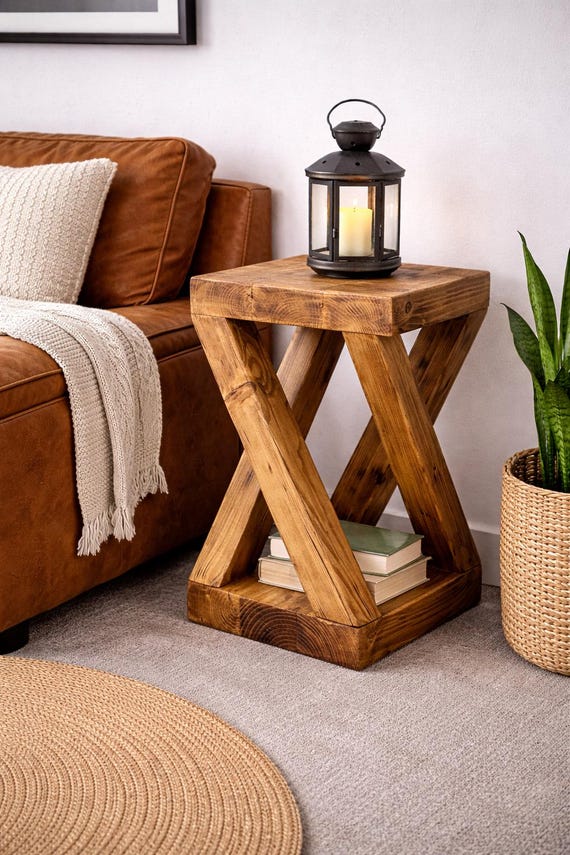 Rustic Reclaimed Wood Side Table / Nightstand / End Table