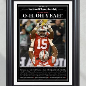 2014 Ohio State Buckeyes &#39;O-H, OH YEAH!&#39; College Football Champions Framed Newspaper