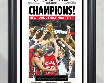 2006 Miami Heat NBA Champion Framed Newspaper Front Page Newspaper Print