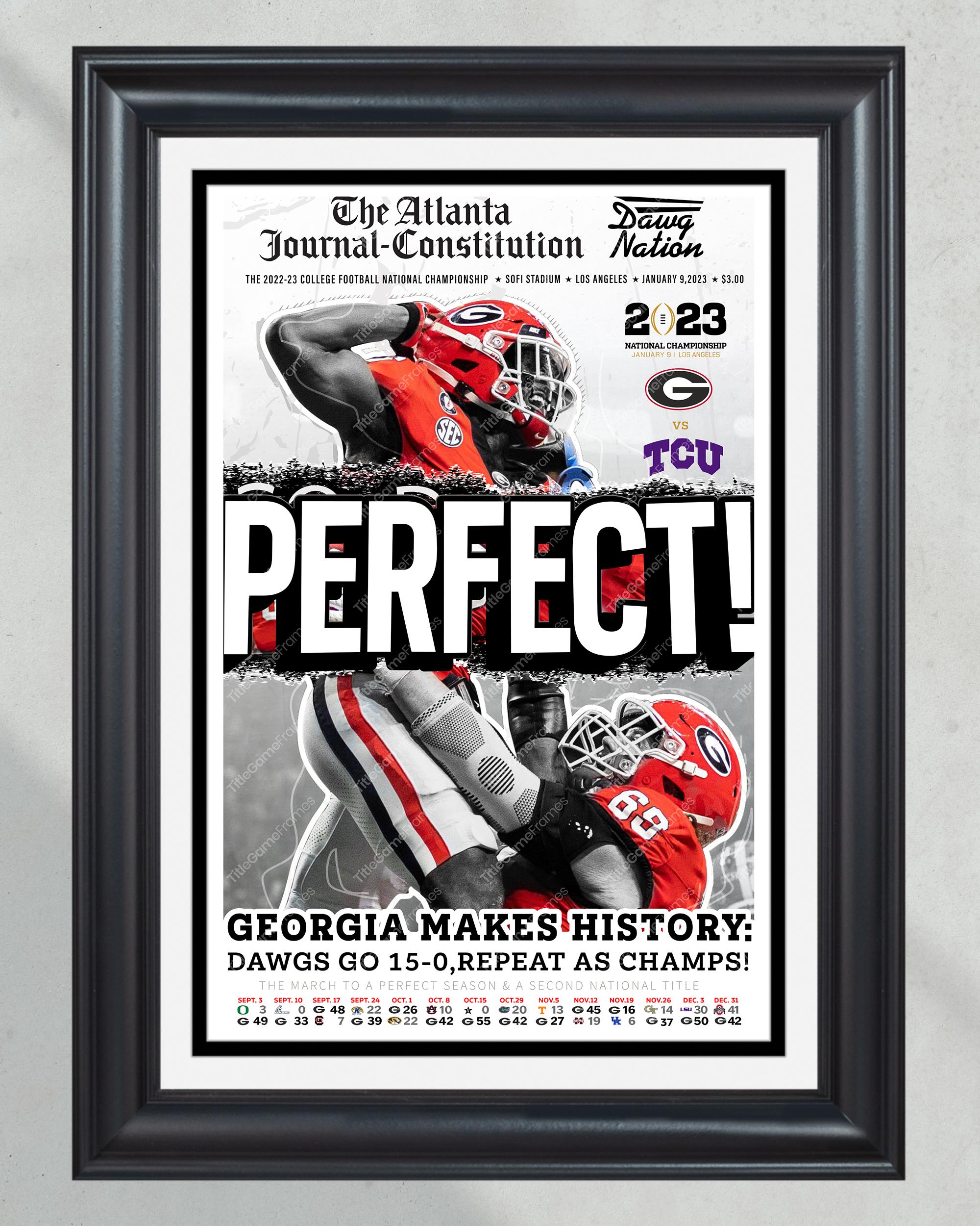 2023 Georgia Bulldogs 'Perfect' College Football National Champions Framed Front Page Newspaper Print PT60307