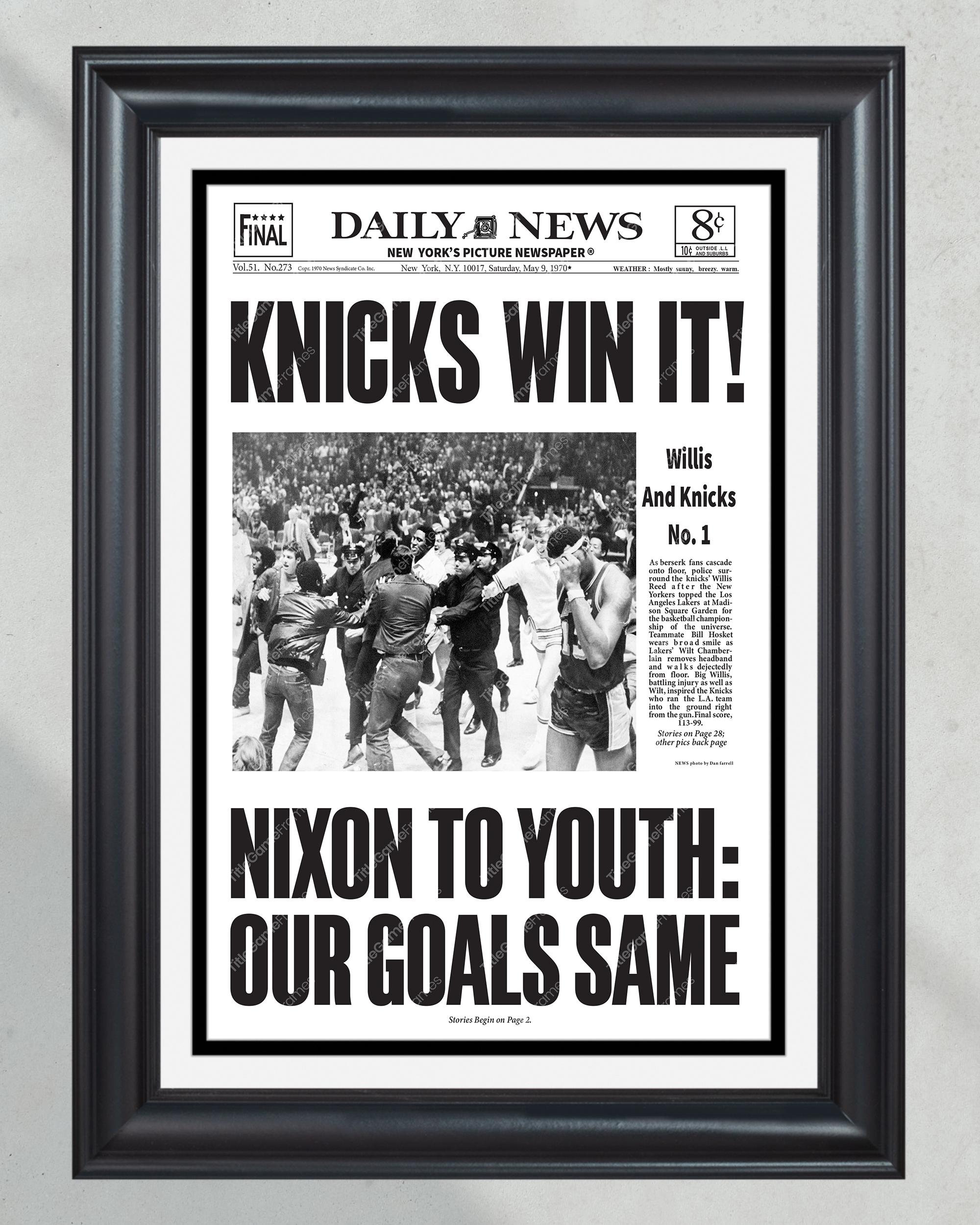 1970 NY Knicks Championship Framed Newspaper Cover Madison Square Garden PT60280