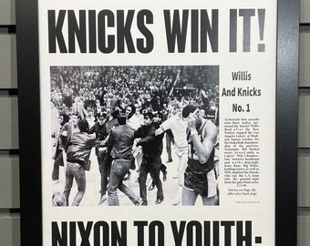 1973 New York Knicks NBA Champion Framed Front Page Newspaper 