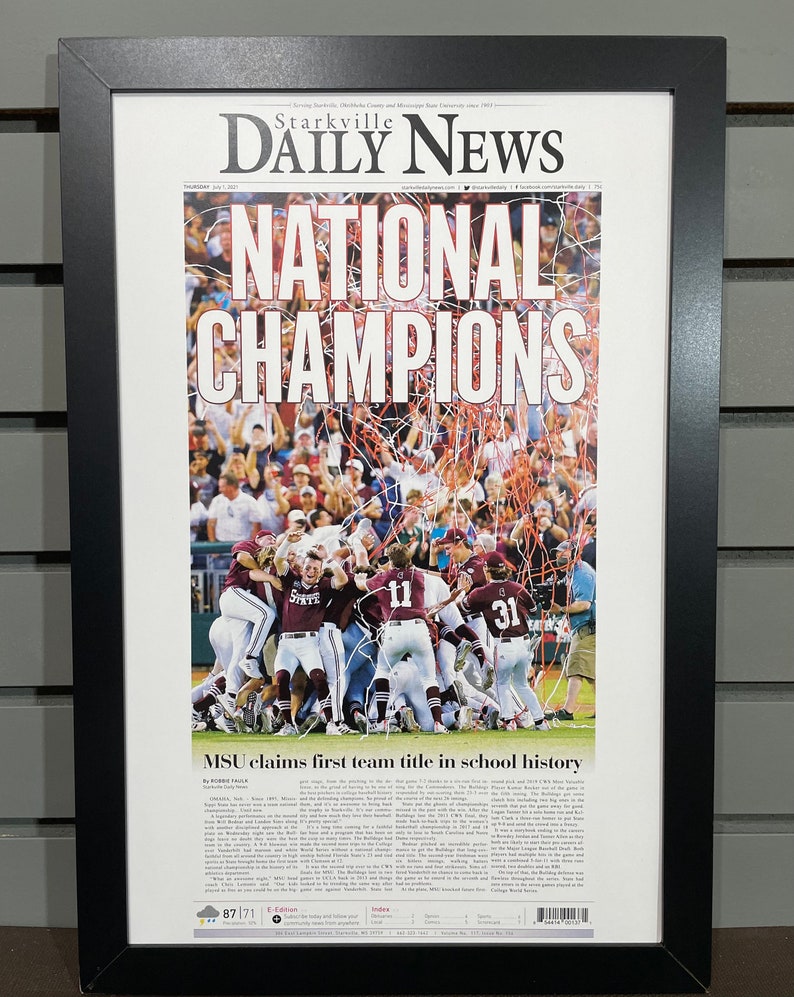 2021 Mississippi State College World Series Champions Framed Etsy