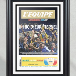 2018 World Cup France Defeats Croatia &#39;UN BONHEUR ÉTERNEL&#39; L&#39;Equipe&#39;s Front Page Newspaper Print