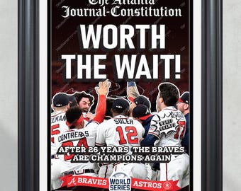 2021 Atlanta Braves "Värt att vänta" World Series Champions Inramad tidningstryck på förstasidan