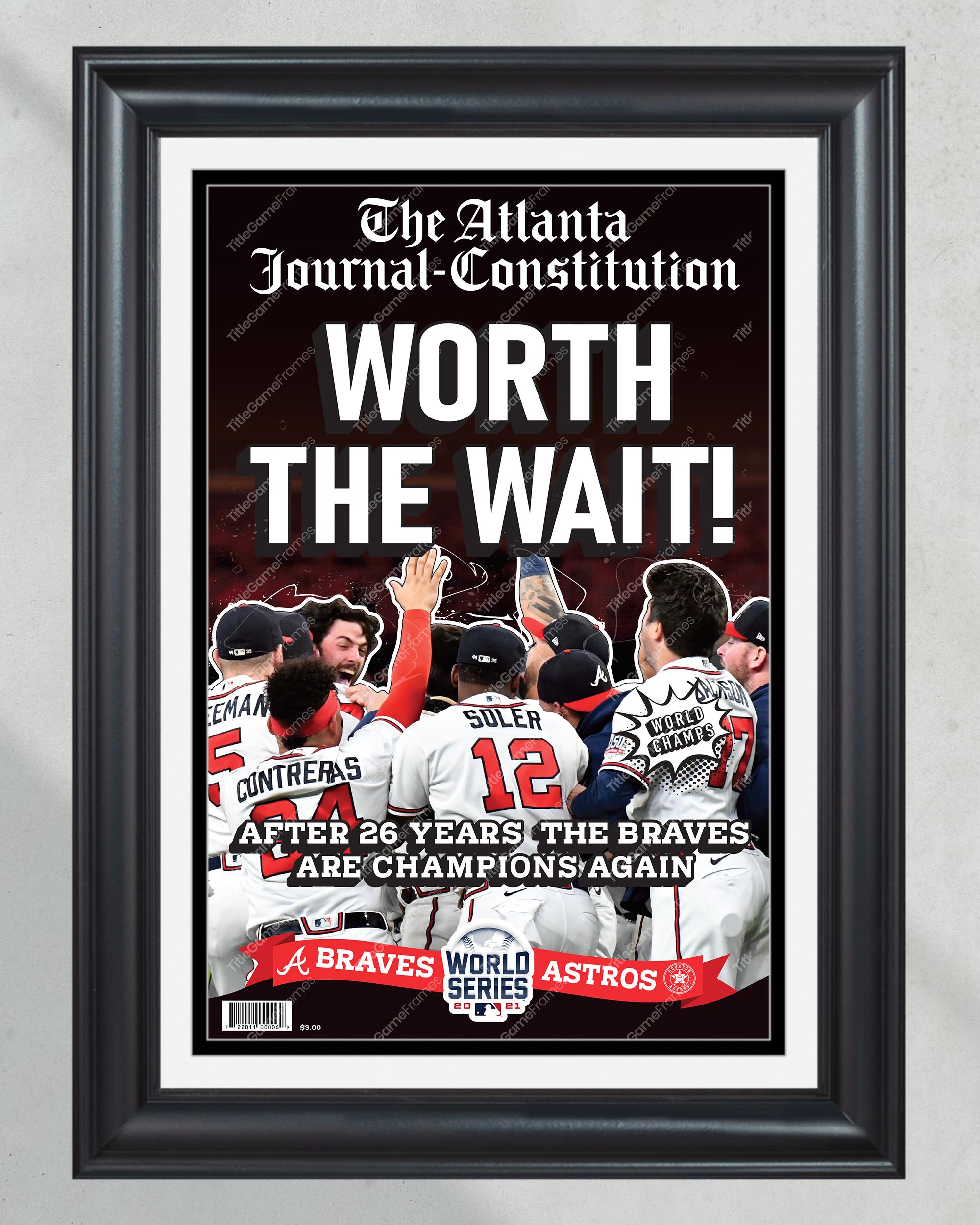 2021 Atlanta Braves "Worth the Wait" World Series Champions Framed Front Page Newspaper Print PT61002