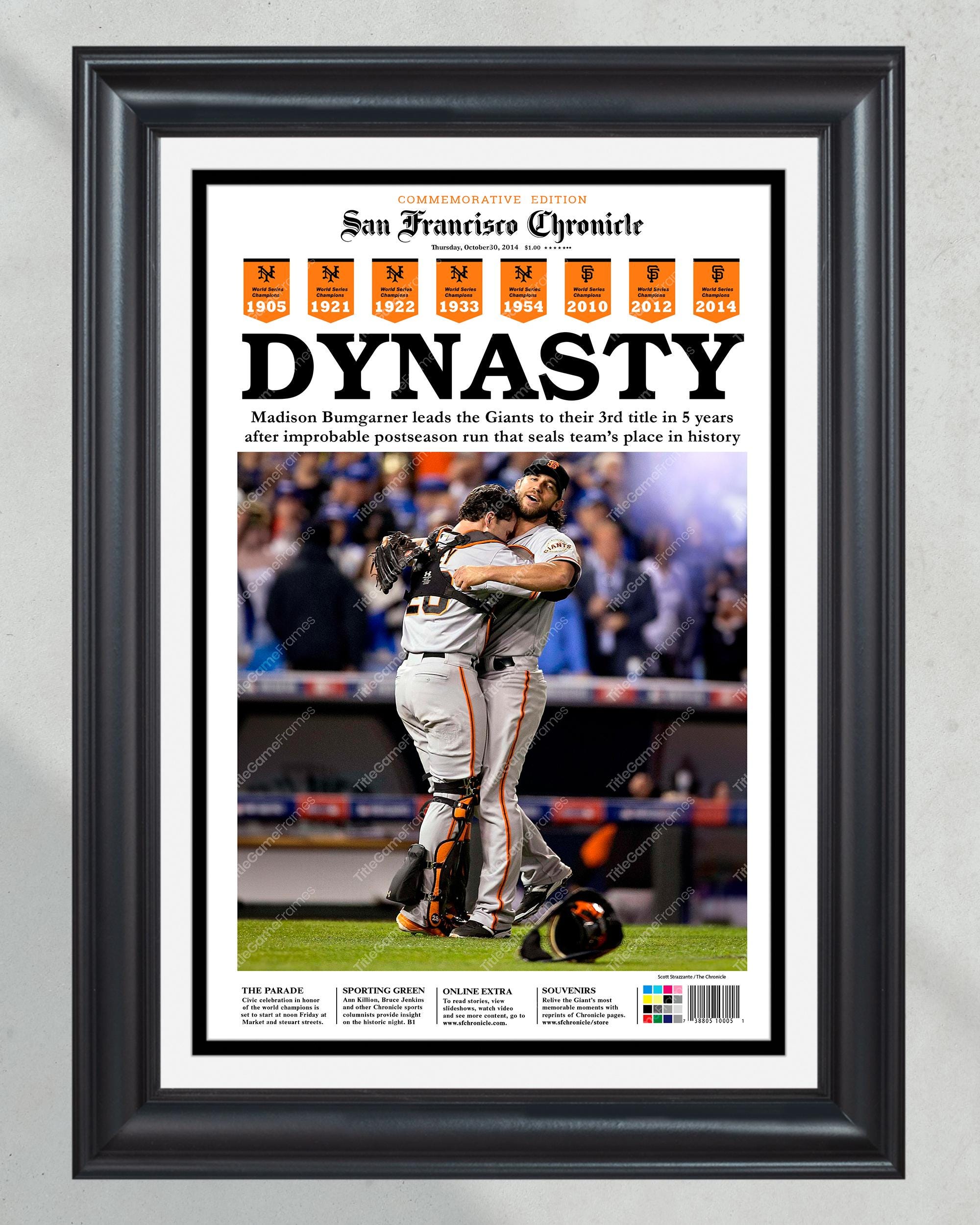2014 San Francisco Giants World Series Champions Framed Newspaper Cover Print PT60454