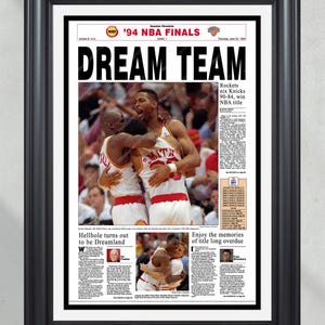 1994 Houston Rockets NBA Champion Framed Front Page Newspaper - &#39;Dream Team&#39;