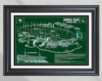 Churchill Downs Racetrack: Iconic Kentucky Derby Blueprint Wall Art