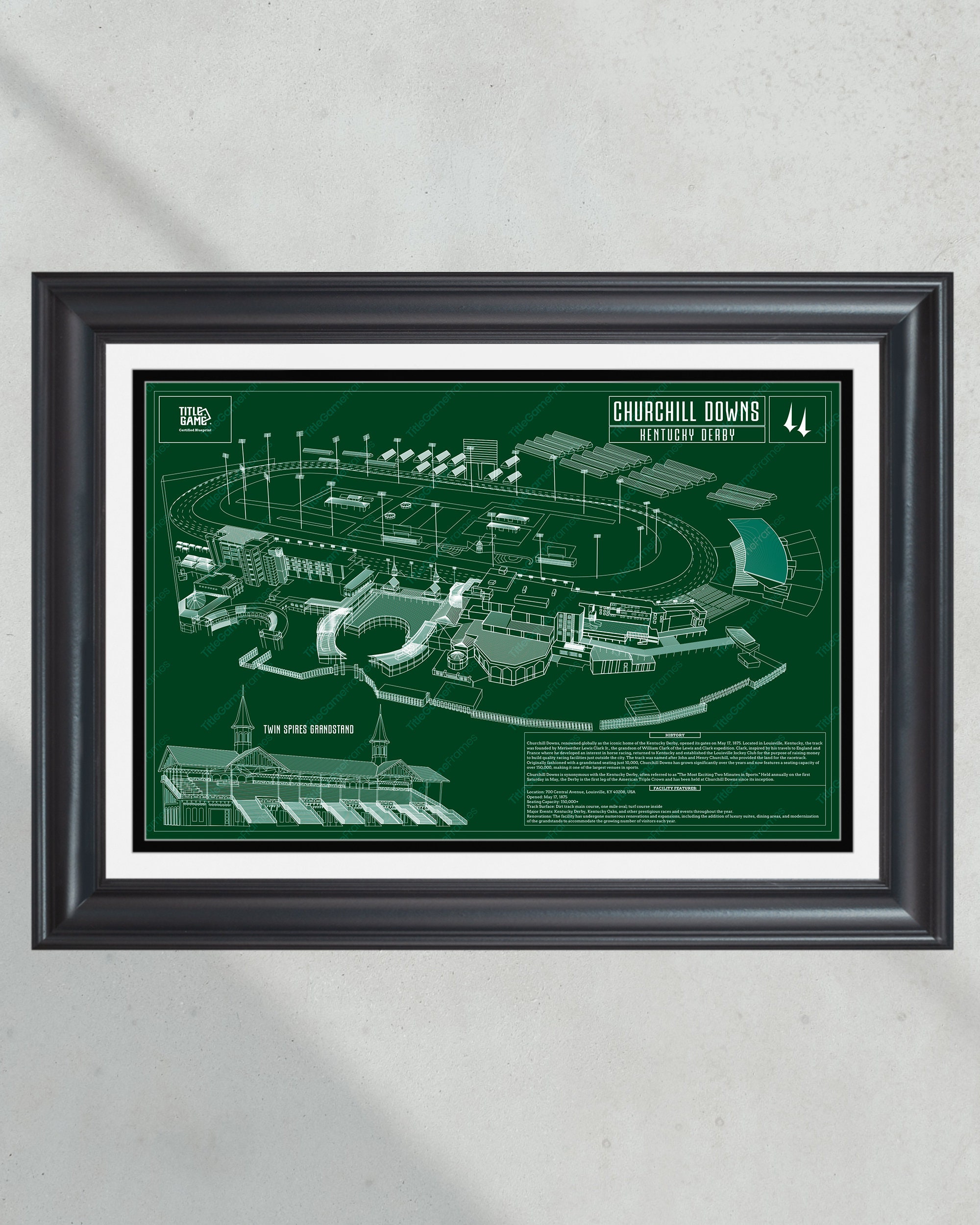 Churchill Downs Racetrack: Iconic Kentucky Derby Blueprint Wall Art PT60209