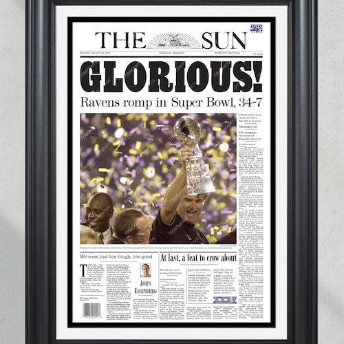 2001 Baltimore Ravens Glorious Super Bowl Champions Framed Front