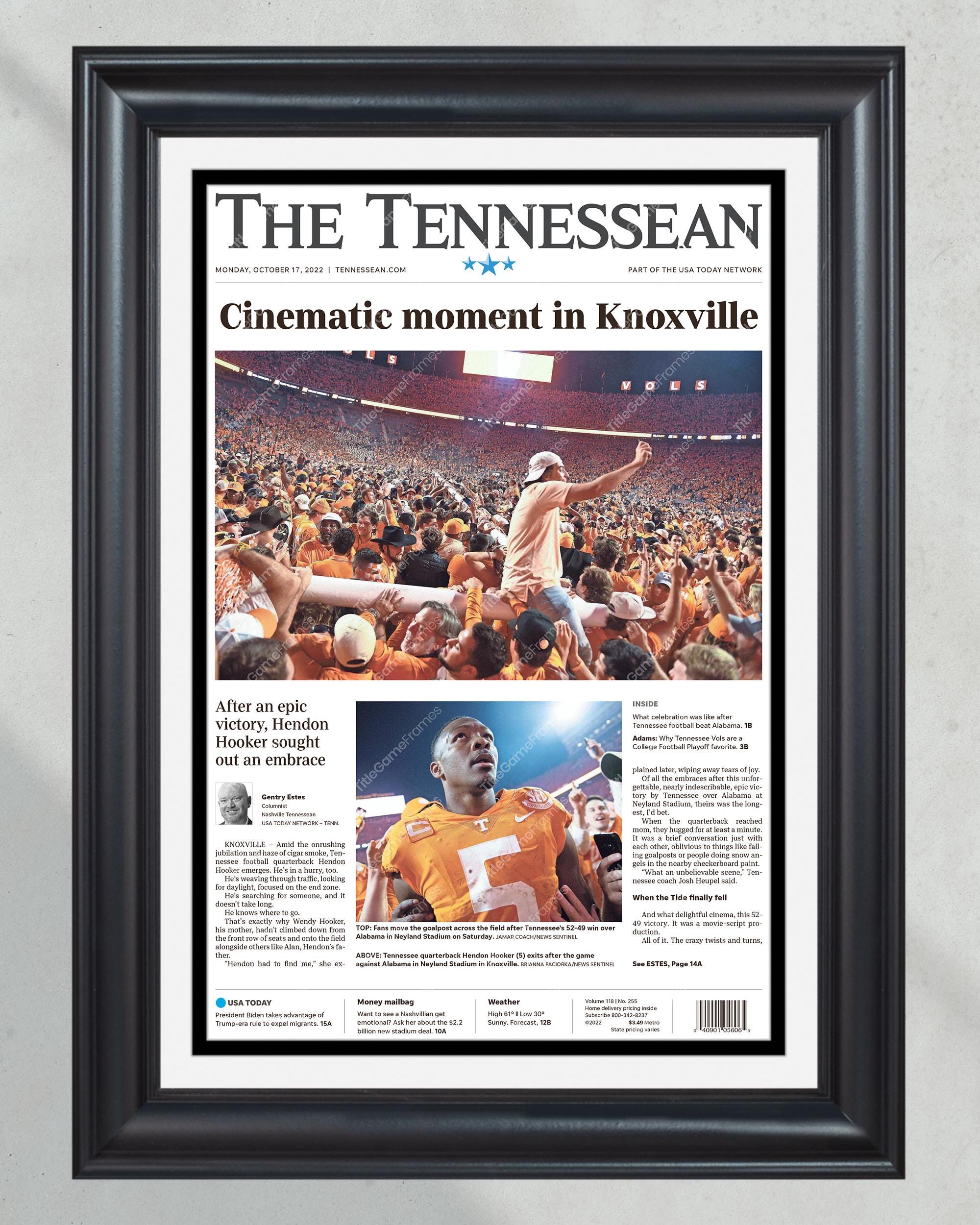 2022 Tennessee Volunteers Upsets Alabama Crimson Tide Framed Front Page Newspaper Print PT60548