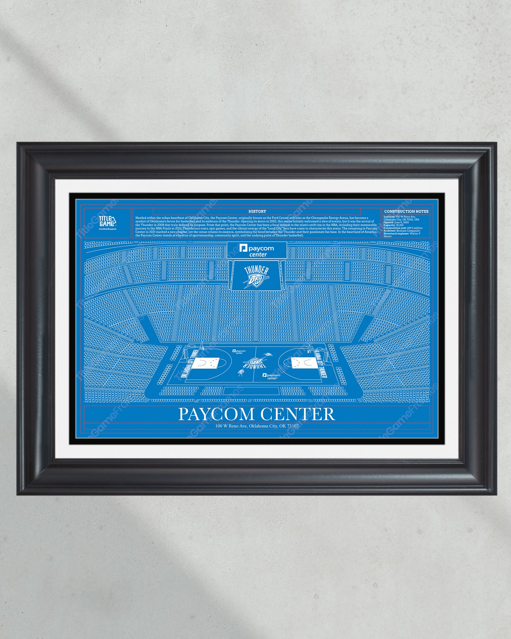 Oklahoma City Thunder Paycom Center NBA Basketball Stadium Blueprint PT60715