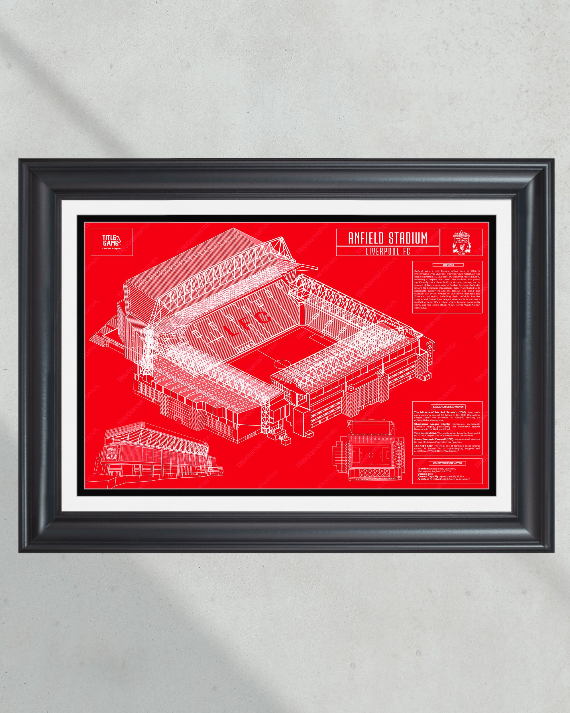 Liverpool FC Anfield Football Stadium Soccer Blueprint PT60455