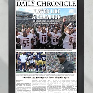 2024 NIU Historic Upset Over Notre Dame Framed Newspaper: 'played Like