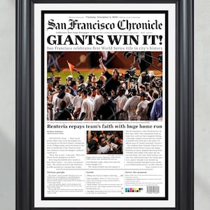 2010 San Francisco Giants Tim Lincecum World Series Framed Newspaper Front Page Print
