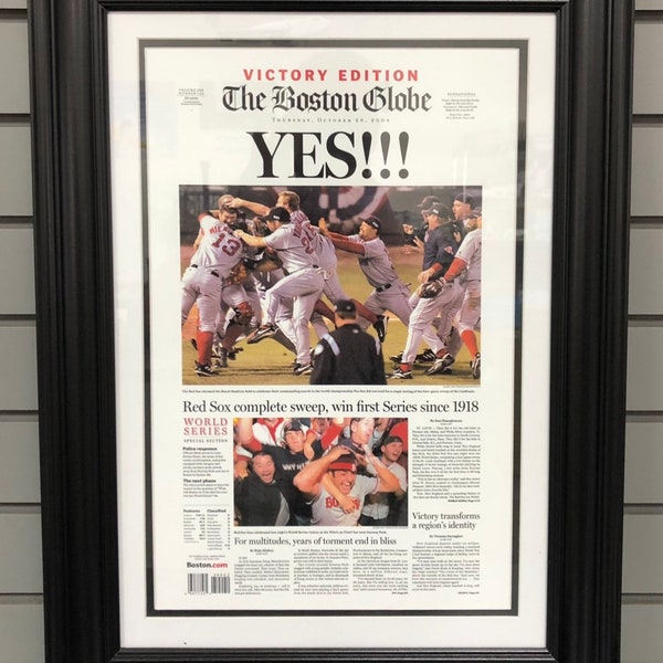 2004 Red Sox World Series Baseball Champions Framed Newspaper Cover Print Fenway Park