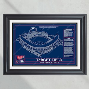 Minnesota Twins Target Field Stadium Ballpark Blueprint Baseball Wall Art