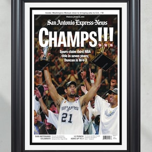2005 San Antonio Spurs NBA Champion Framed Front Page Newspaper Print