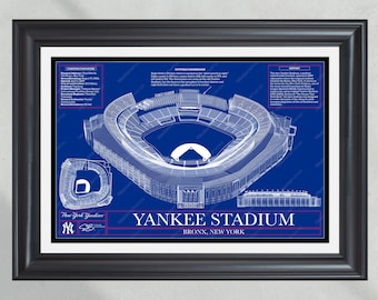 Arte mural de béisbol con planos del estadio de los Yankees de Nueva York