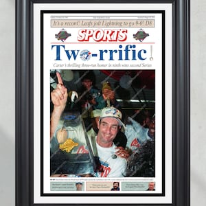 1993 Toronto Blue Jays World 'Two-rrific!' Series Champions Framed Front Page Newspaper Print