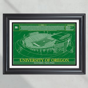 University of Oregon Ducks Autzen Stadium Blueprint Football Print