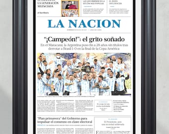 2021 Argentina Copa America Champions Framed Front Page Newspaper Print Messi