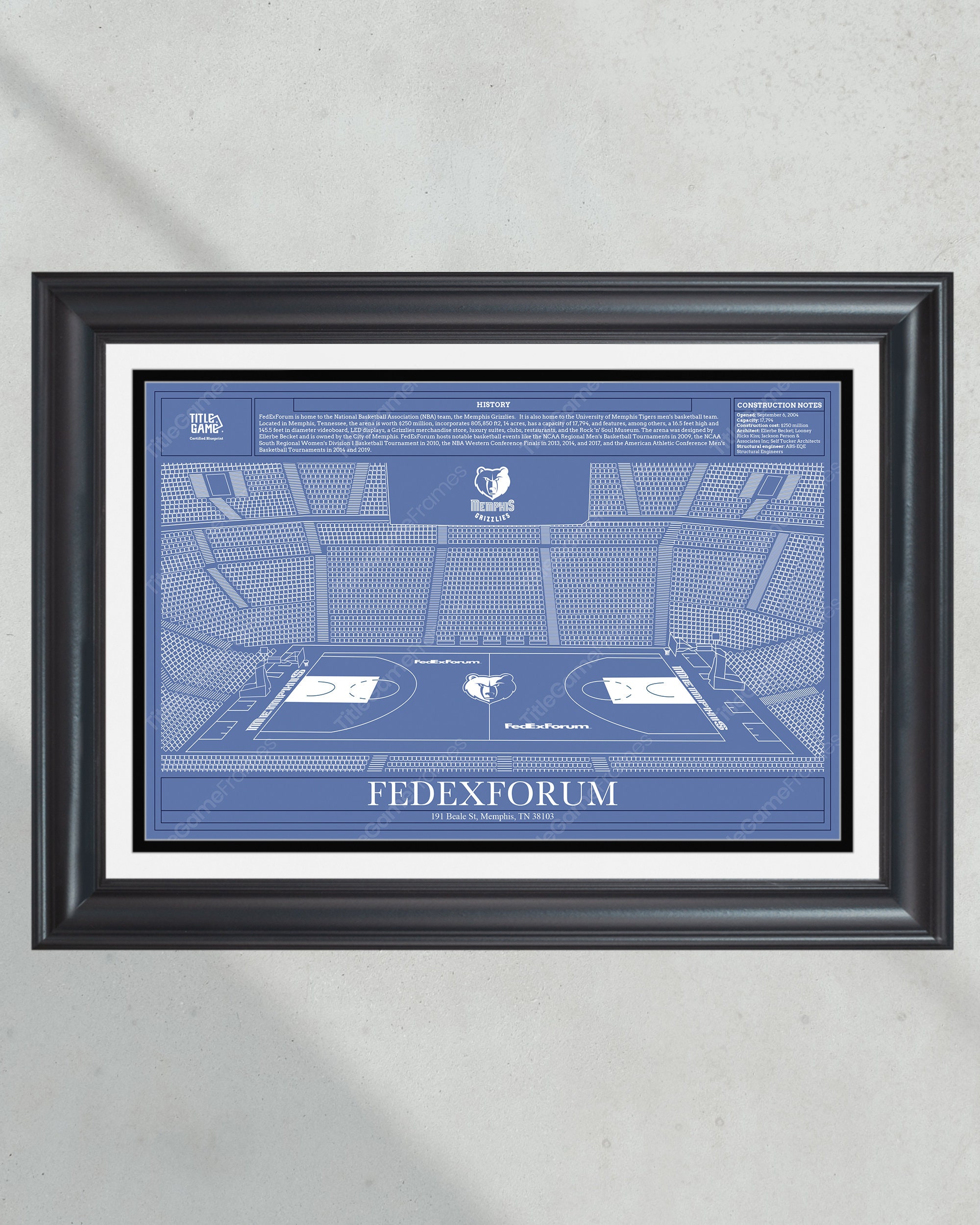 Memphis Grizzlies FedEx Forum NBA Basketball Stadium Blueprint PT60349