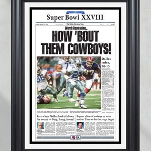 1994 Dallas Cowboys Super Bowl Champion gerahmte Zeitungshülle Druck Cowboy Stadion