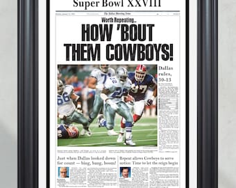 1994 Dallas Cowboys Super Bowl Champion Framed Newspaper Cover
