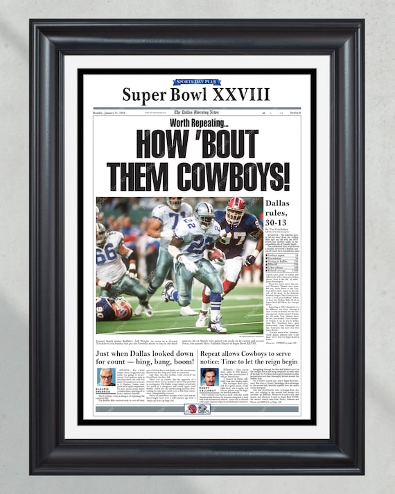 1994 Dallas Cowboys Super Bowl Champion Framed Newspaper Cover