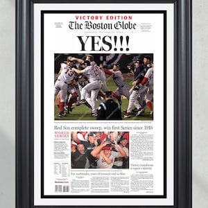 2004 Red Sox World Series Baseball Meister gerahmte Zeitungsseite Druck Fenway Park