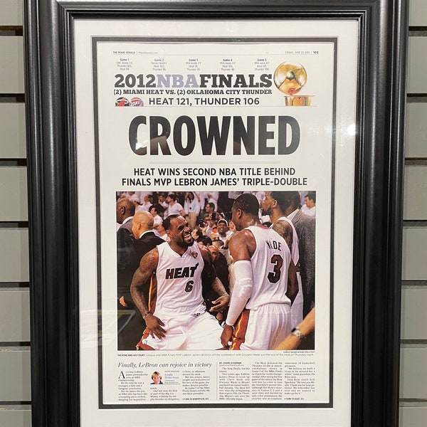 2012 Miami Heat NBA Champion Framed Front Page Newspaper Print