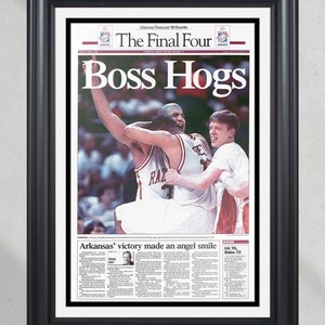 1994 Arkansas Razorbacks NCAA College Basketball Champions Framed Newspaper - 'Boss Hogs'