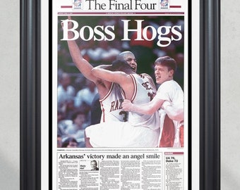 1994 Arkansas Razorbacks NCAA College Basketball Champions Framed Newspaper - 'Boss Hogs'