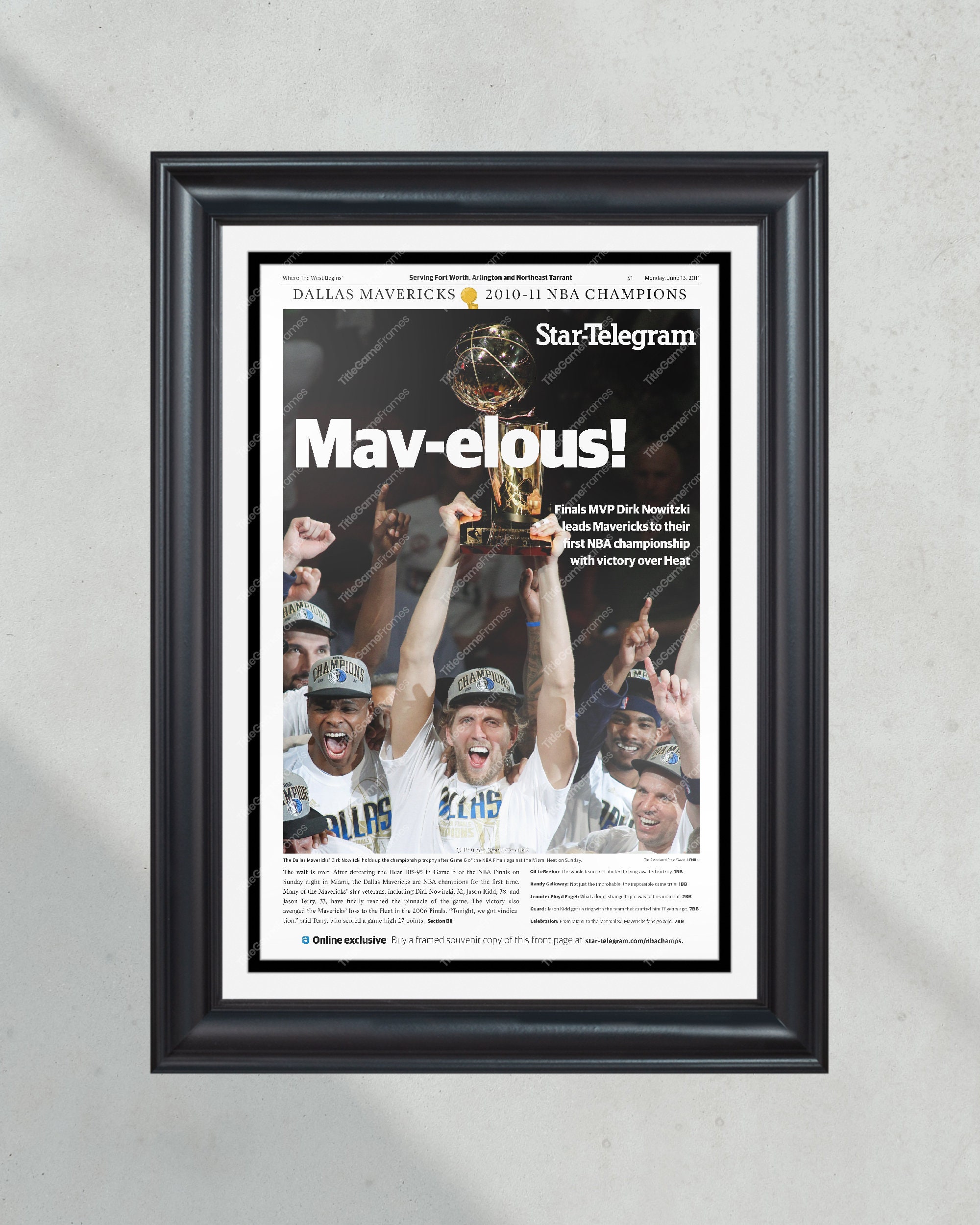 Dallas Mavericks 2011 NBA Champions, 8x10 Team Photo 