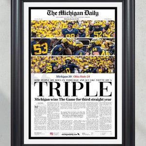 Los Wolverines de Michigan de 2023 vencieron por triplete a los Buckeyes de Ohio State en primera plana.