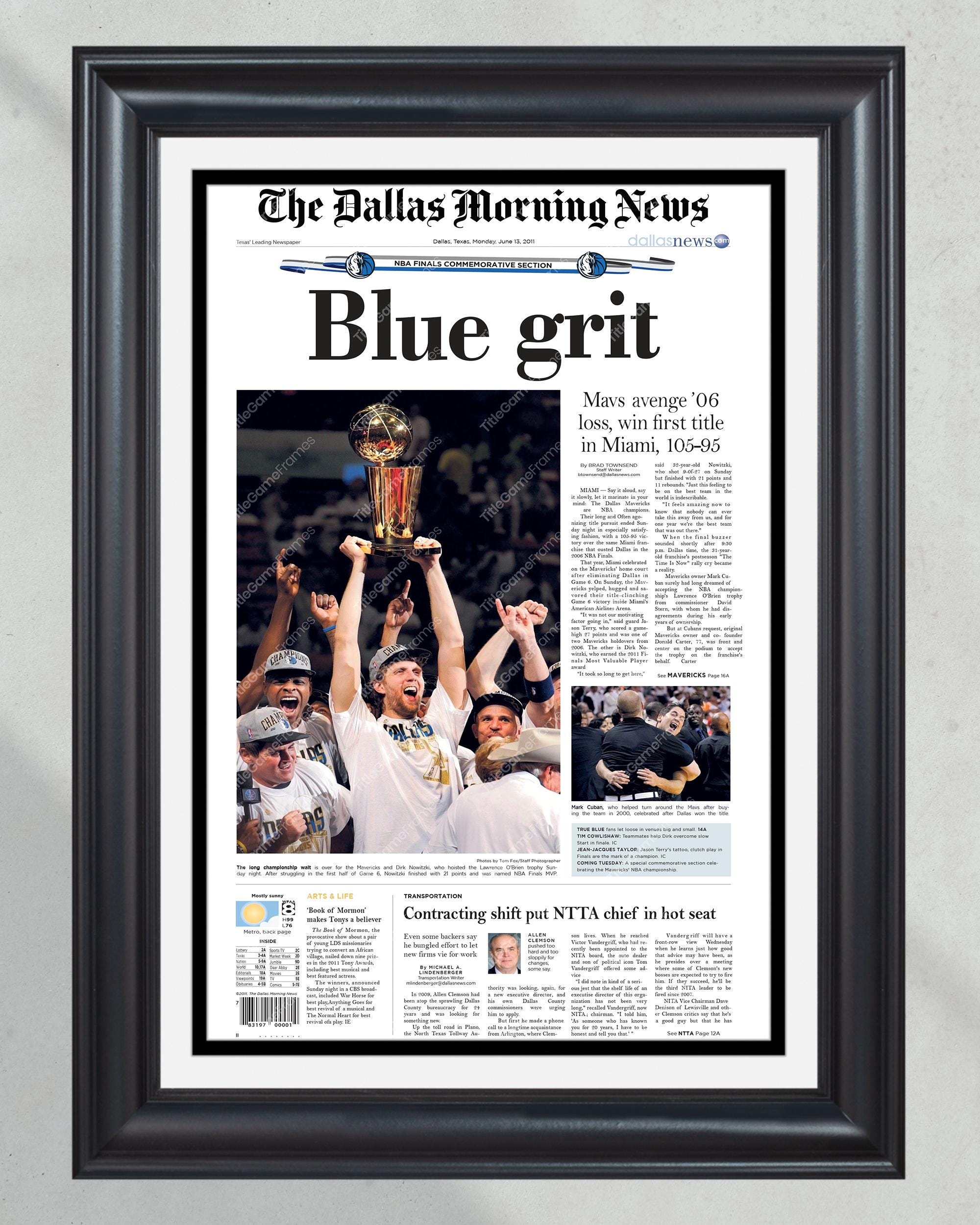 2011 Dallas Mavericks 'Blue grit' NBA Basketball Championship Framed Print PT60456