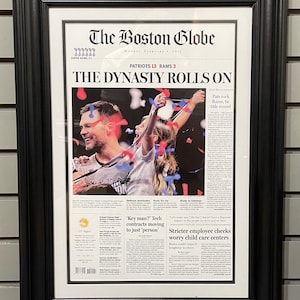 2019 New England Patriots Super Bowl Framed Newspaper Front Page Newspaper Print