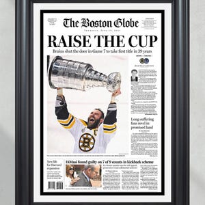 2011 Boston Bruins Stanley Cup Boston Globe gerahmte Zeitungs-Titelseite Druck Boston Garden