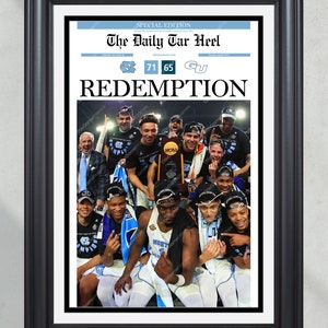 2017 North Carolina Tar Heels NCAA College Basketball Champions Framed Front Page Newspaper Print