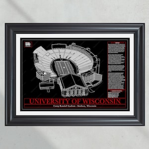 Wisconsin Badgers Camp Randall Stadium Blueprint Football Print