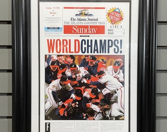 1995 Atlanta Brave World Series Champions Framed Front Page Newspaper Print